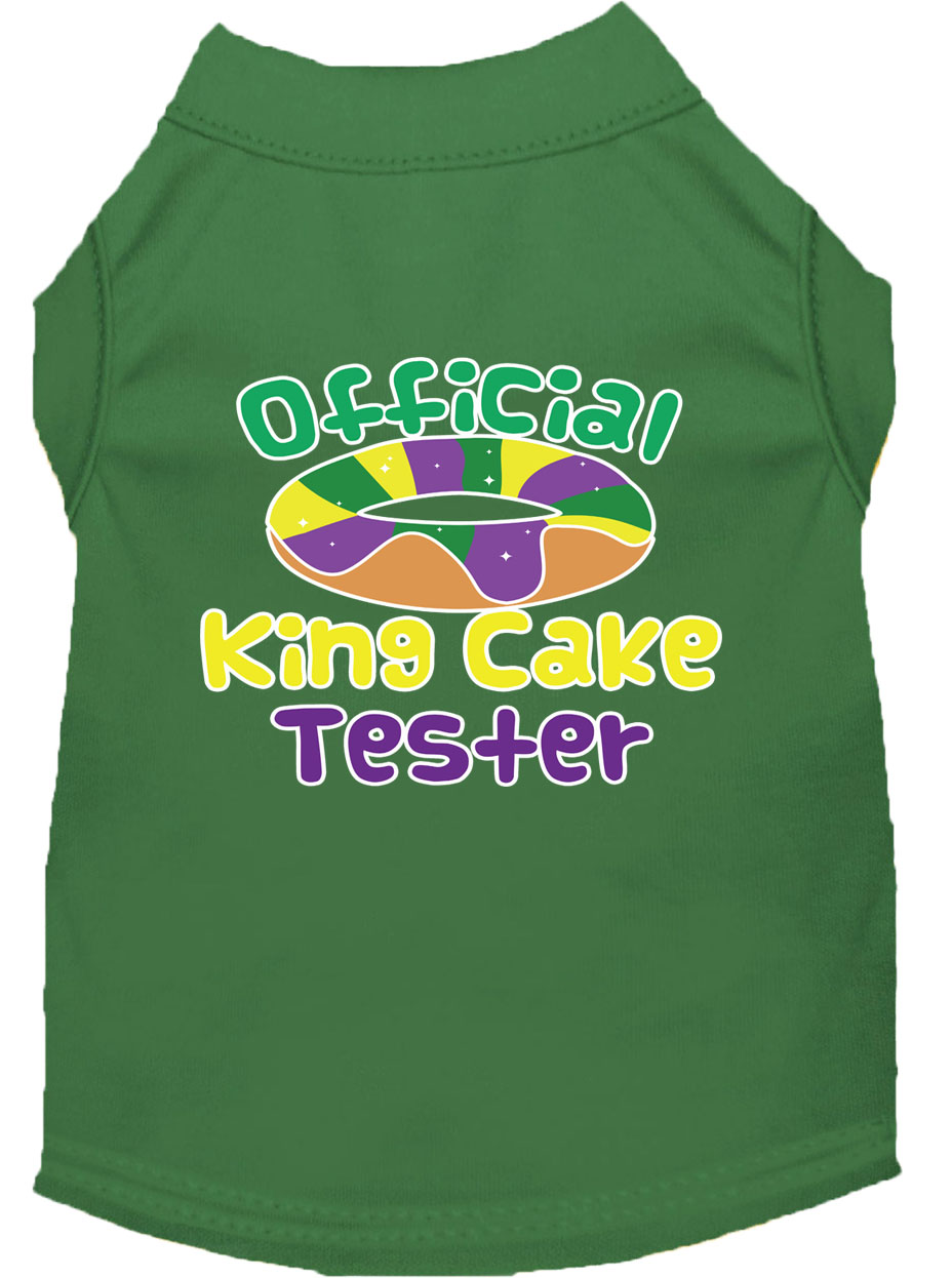 King Cake Taster Screen Print Mardi Gras Dog Shirt Green Lg